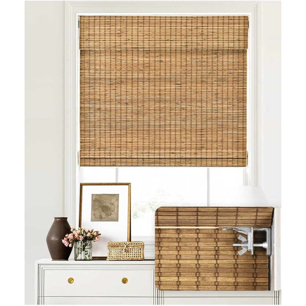 LazBlinds NoTools NoDrill Cordless Bamboo Roman ShadesLight Filtering 25.5”x64”